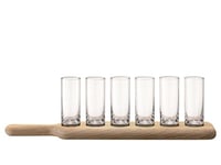 LSA Paddle Vodka Set & Oak Paddle L40cm Clear| 1 Unit | Mouthblown & Handmade Glass | Hand Planed Wood | PX01