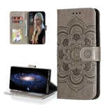 COTDINFOR Huawei P40 Pro Case PU Leather for Girls Elegant Retro Lucky flowers Shockproof Card Holder Magnetic lock Slim Cover For Huawei P40 Pro Gray Mandala LD.