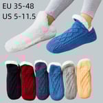 Kvinnor stickade tofflorstrumpor Mysiga fuzzy strumpor Halkfria strumpor Vinter inomhus Dubbellager Sovrumssockor Grey S EU 35-39