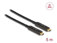 Delock - USB-kabel - 24 pin USB-C (hane) till 24 pin USB-C (hane) - DisplayPort 1.2 - 5 m - Active Optical Cable (AOC), 4K60Hz (3840 x 2160) stöd - svart