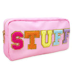 Fablinks Trousse à Maquillage en Nylon Rose avec Patchs en Chenille, 22,8 cm (9"), Peluche - Rose