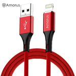 AMORUS - Lightning 8pin Nylon USB-Kabel data/sync - iphone/iPad - Rød