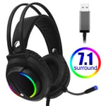 Casque de jeu Gamer 7.1 Surround Sound USB 3,5 mm Filaire RGB Light Game Casque avec microphone pour tablette PC Xbox One 360-7.1 Channle Prise USB