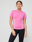 Nike Air Short Sleeve 1/4 Zip Running Top - Pink, Pink, Size Xs, Women