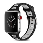 Silikone urrem kompatibel med Apple Watch, 42mm, Sort, Grå