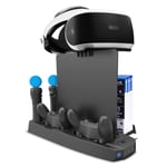 CHIN FAI PS4 VR Multifunctional Vertical Stand - Charging & Cooling Stand Charger Docking Station for PS4/PS4 Slim/PS4 Pro/PSVR Controller with Dual Controller Charge Port and Game Disc Storage
