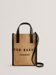 Ted Baker Paulii Faux Raffia Mini Icon Bag, Natural/Black