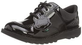 Kickers Junior Girl's Kick Lo Vegan Patent School Uniform Shoe, Vegan Black, 2 UK