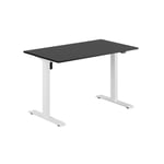Höj- & sänkbart elskrivbord, vitt stativ, svart bordsskiva, 120x80 cm