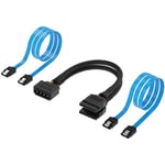 SABRENT SSD | SATA Hard Drive Connector Kit cables [Molex 4 Pin to x2 15 Pin SATA Power Splitter Cable, and x2 SATA Cable (Data)] (CB-SDSP)