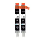 2 Black (PGI) Ink Cartridges to replace Canon CLI-581Bk (581XLBk) Compatible