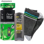 Dove Men+Care Active+Fresh Face & Body Wash 250ml & Socks Gift Set for him