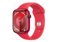 Apple Watch Series 9 (GPS) - (PRODUCT) RED - 45 mm - röd aluminium - smart klocka med sportband - fluoroelastomer - röd - bandstorlek: M/L - 64 GB - Wi-Fi, UWB, Bluetooth - 38.7 g