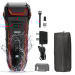 Wahl Clean and Close Plus, rasoir pour hommes, rasoirs électriques pour hommes, rasage à barbe, fil flexible, tondeuse de précision, imperméable, facile à nettoyer, poignée en caoutchouc, noir et rouge