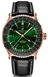 Breitling Watch Navitimer Automatic GMT 41 Green 18k Red Gold Leather