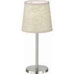 ETC-SHOP Lampe de chevet, chambre, lampe à poser, salon, beige 30 cm, nickel mat, lin couleur sable, 1x douille E14, d 14 cm