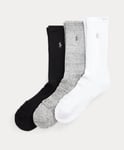 Polo Ralph Lauren Cushioned Terry 3 Pack Crew Socks WHITE GREY BLACK (9-12)