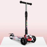 Mzl Kids Scooter,Children'S Graffiti Scooter, Folding Four-Wheel Scooter, Suitable For 3-14 Years Old, Height Adjustable, Smart Music-1103_54*25*（58-75） CM
