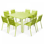 OVIALA Oviala - Ensemble table de jardin carrée et 8 fauteuils en métal vert Palavas Vert