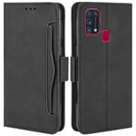 HualuBro Samsung Galaxy M31 Case, Magnetic Full Body Protection Shockproof Flip Leather Wallet Case Cover with Card Slot Holder for Samsung Galaxy M31 Phone Case (Black)