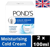 2 X 100ml PONDS Cold Cream Winter dry skin Face moisturizing NOURISHED Cream UK