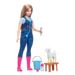 Barbie Métiers 65ème Anniversaire Vétérinaire de Campagne Coffret Contenant Une poupée vétérinaire Blonde et 10 Accessoires Dont Un Agneau avec Oreilles Mobiles, HRG42