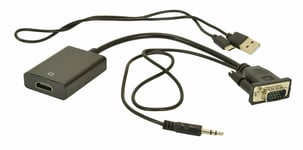 AV:Link black adaptor lead kit VGA port plug to HDMI socket with free micro-USB