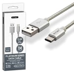 V-TAC USB-C to USB A Cable 1 Meter for Smartphone, Computer, Tablet - Type-C Cable for 2.A Fast Charging and Data Transmission - Compatible Apple Huawei and Samsung - Silver