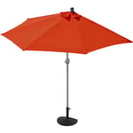 Demi-parasol aluminium Parla pour balcon ou terrasse, ip 50+, 300cm terracotta avec pied - orange