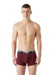 Emporio Armani Underwear Men's Men's 3-Pack Bold Monogram Trunk Trunks, White/Marine/Burgundy,