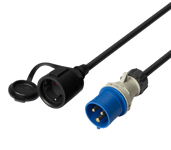 Deltaco Adapter Kabel CEE till Schuko, Jordad, 1-fas, IP44, 230V, 16A, 1m