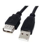 World of Data 1.8m USB 2.0 Extension Cable A Male to A Female - High Speed 480Mbps - Plug to Socket