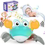 Crabe Qui Marche Bebe,Jouet Bebe 1 an,Jouet Rampant Amélioré pour Bébé,avec Interrupteur de Contrôle du Son et de La Vitesse,Rechargeable par USB, Cadeaux pour Enfants âgés de 6 Mois à 5 Ans