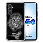 Cokitec Coque Renforcée en Verre Trempé pour Samsung Galaxy A54 5G Animal Lion Majestueux