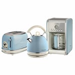 Dome Kettle & Toaster With Filter Coffee Machine Set, Blue Vintage Style