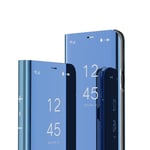 IMEIKONST LG V30 Case Bookstyle Mirror Design Makeup Clear View Window Kickstand Full Body Protective Bumper Flip Folio Shell Case Cover for LG V30 / LG V30 Plus Flip Mirror: Blue QH