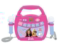 Lexibook, Barbie, Lecteur Musical karaoké Portable pour Enfants, Micros, Effets Lumineux, Bluetooth®, Changement de Voix, Batterie Rechargeable, Rose, MP320BBZ