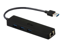i-Tec USB 3.0 Slim HUB 3 Port + Gigabit Ethernet Adapter - Hubb - 3 x SuperSpeed USB 3.0 + 1 x 10/100/1000 - skrivbordsmodell