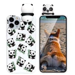 Yoedge 3D Cartoon with Doll Phone Cases for iPhone 12 Pro Max Case Candy Colour Cute Silicone Soft TPU, Shockproof Print Pattern Anti-Scratch Bumper Back Cover for iPhone 12Pro Max 6.7",Pandas