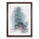 Big Box Art Stranded Boat Upon The Beach in Abstract Framed Wall Art Picture Print Ready to Hang, Walnut A2 (62 x 45 cm)