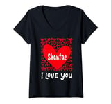 Womens Shantae I Love You, My Heart Belongs To Shantae Personalized V-Neck T-Shirt