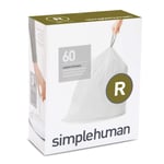 simplehuman CW0253 Code R Custom Fit Bin Liner Bulk Pack, White Plastic (3 Pack of 20, Total 60 Liners)