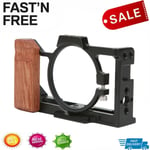 Aluminium Alloy Camera Cage Protective Casing Wooden Handle Grip for Sony ZV1