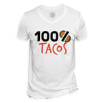 T-Shirt Homme Col V 100% Tacos Street Food Mexique France