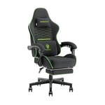 Dowinx Chaise Gaming Ergonomique, Fauteuil Gamer en Tissu Respirant avec Coussin Confortable à Ressorts Ensachés, Siège Gaming Massant avec Appui-Tête et Repose-Pieds Rétractable, 150 kg, Noir et Gris