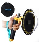 TELESIN 6" Waterproof Dome Port Transparent Cover Lens Housing with Handle and Trigger & Protective Dome Bag for GoPro Hero 7 Hero 6 Hero 5 Black Hero 2018 Underwater Diving Accessories
