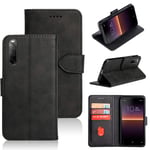 NOKOER Leather Case for Sony Xperia L4, Flip Cowhide PU Leather Wallet Cover, Card Holder Leather Protective Phone Case for Sony Xperia L4 - Black