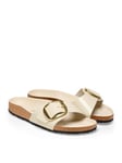 Chaussons Unisexes Birkenstock Madrid Big Buckle Chausson En Cuir Shine Ecru 38