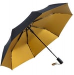 UV Protective SPF50+ Two-Tone Auto Open Folding Umbrella - Black & Gold