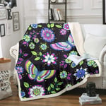 Loussiesd Butterfly Throw Blanket Beautiful Butterfly Print Fleece Blankets for Girls Woman Floral Print Blanket Blossom Flowers Sherpa Blanket,for Chair Office Room Plush Blankets Single 50"x60"